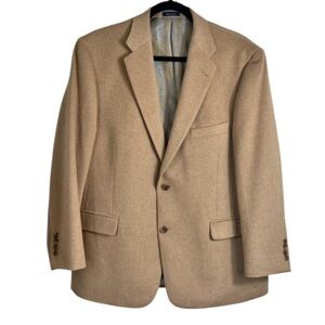 Turnbury 100% Camel Hair Blazer Sports Coat Tan 44S Academia Office Classic